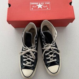 Converse Black High Top Sneakers with Cream Laces
